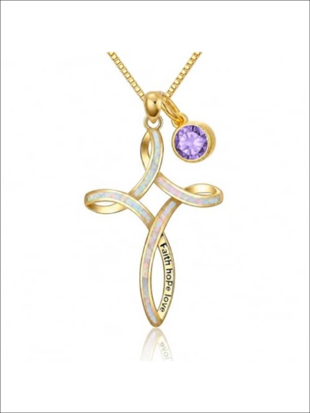 14K Gold Plated Celtic Cross Necklace Created Opal 18+2 Inch Chain